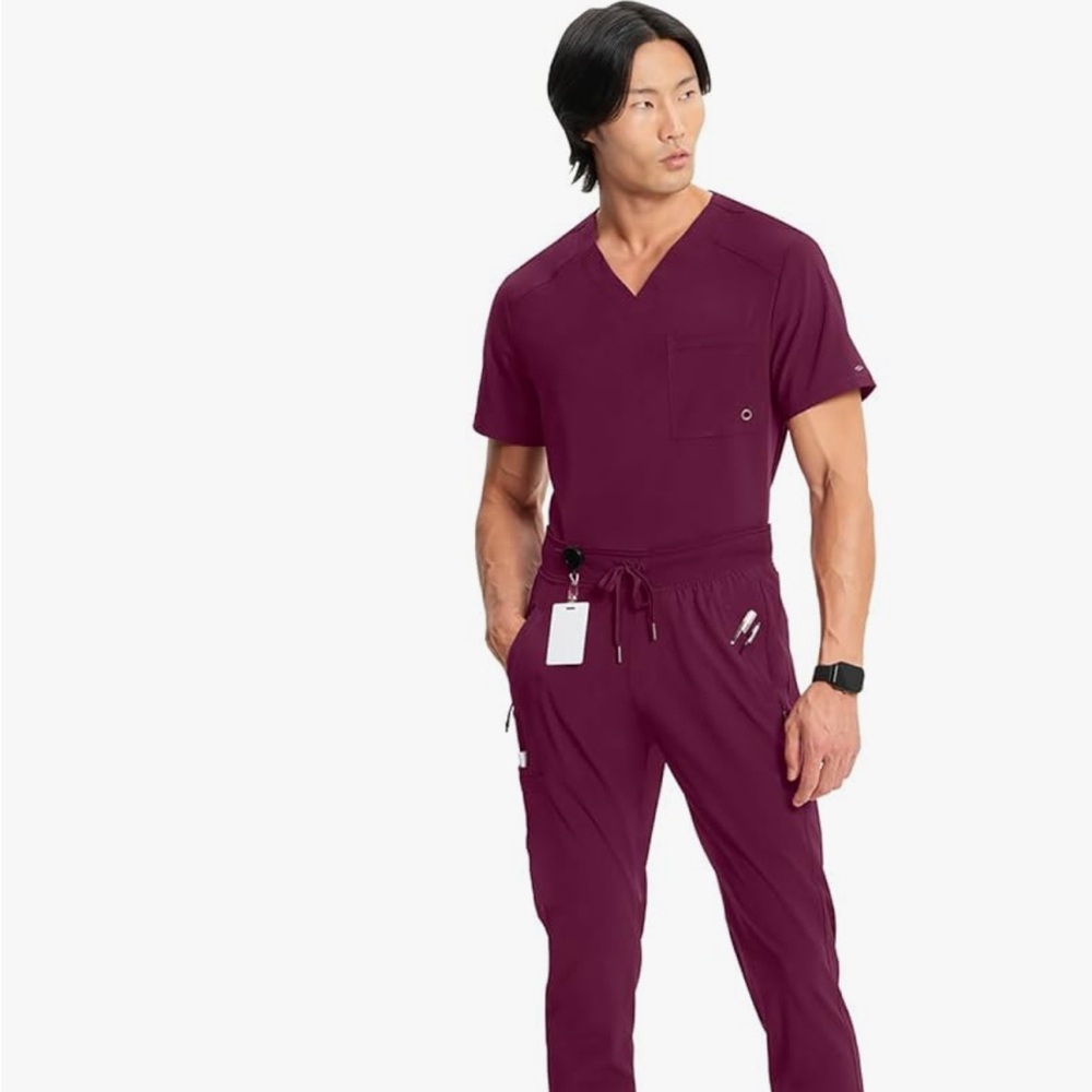 Infinity Cherokee V- Neck Men's Scrub Top with Rib Knit Back Panels M